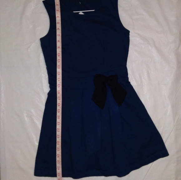 Kanva Fashion Cotton Pleated Dress Sleeveless Blue with Black Bow Size S - Picture 4 of 8